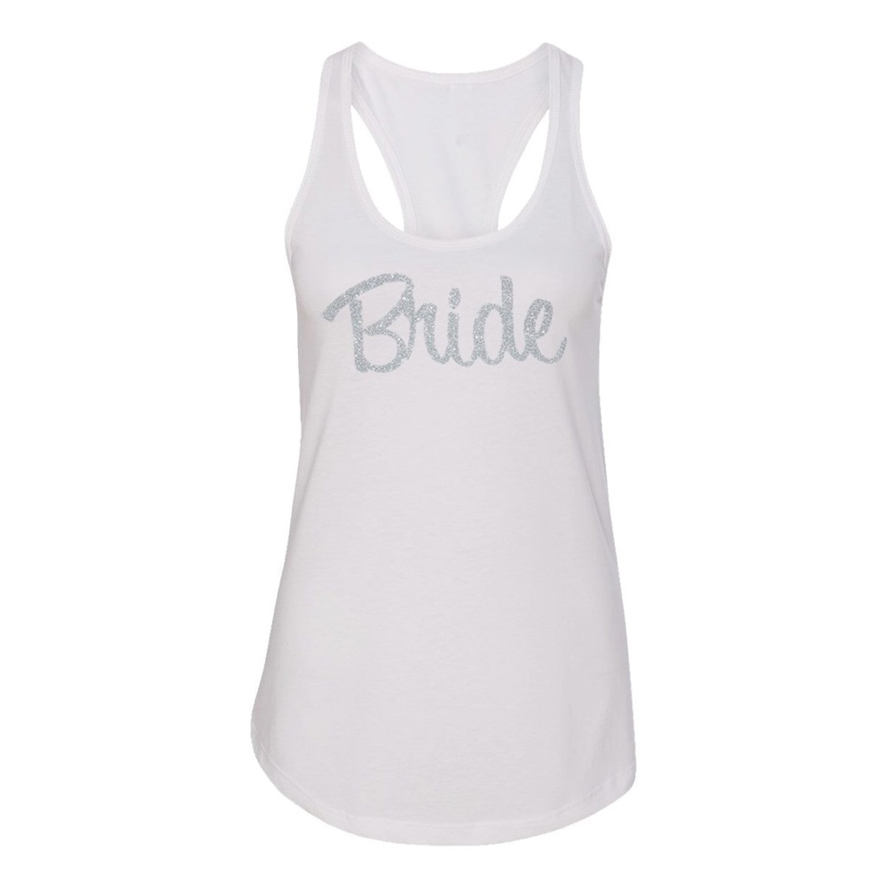 Bride Glitter White Tank✨MEDIUM